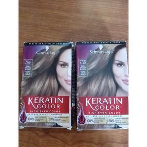 2 Boxes Schwarzkopf Keratin Color Permanent Hair Color 7.55 Dark Golden Blonde